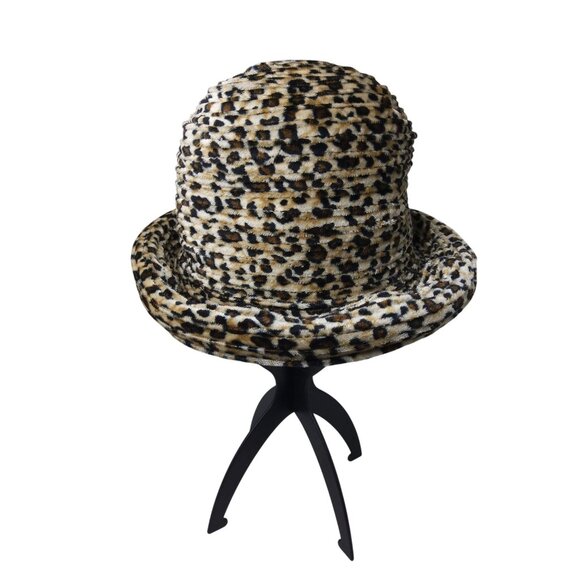 Womens Leopard Pattern 100% Polyester Roll-up Brim Special Occasion/Costume Cloc - Picture 3 of 5